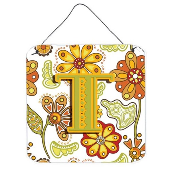 Jensendistributionservices Letter T Floral Mustard And Green Wall and Door Hanging Prints MI1718255